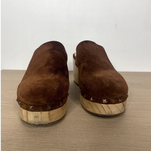 Steve Madden Brooklyn 1 Studded Suede Platform Clogs 8.5 Cognac - Picture 3 of 10